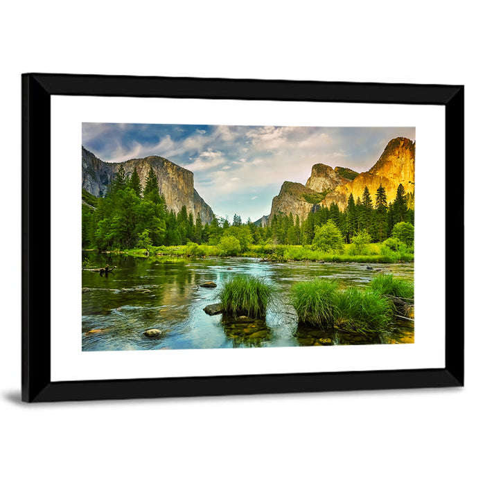 Yosemite Valley River Wall Art as a framed print
