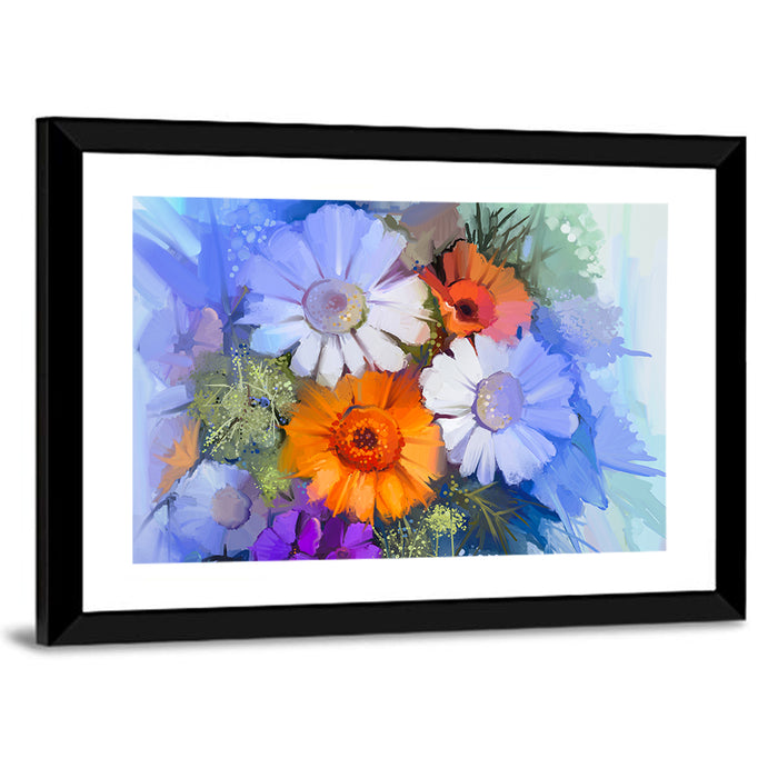 Impasto Floral Bouquet Wall Art as a framed print