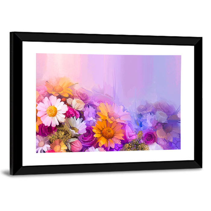 Spring Blooms with Gradient Wash Wall Art as a framed print