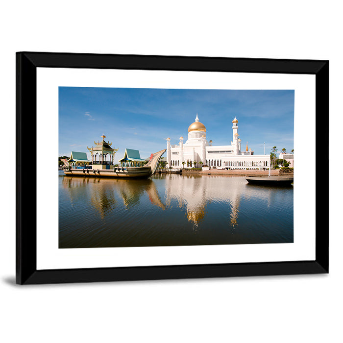 Sultan Omar Ali Saifuddien Mosque Reflection Wall Art as a framed print