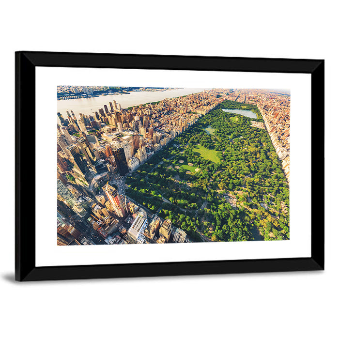 Manhattan Aerial Over Central Park Wall Art as a framed print