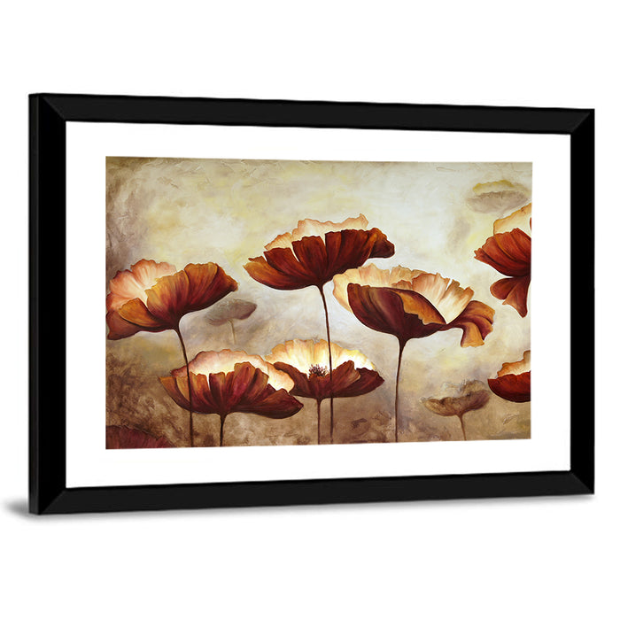 Layered Poppies Painting Wall Art as a framed print