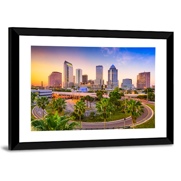 Tampa Downtown Skyline at Sunset Wall Art