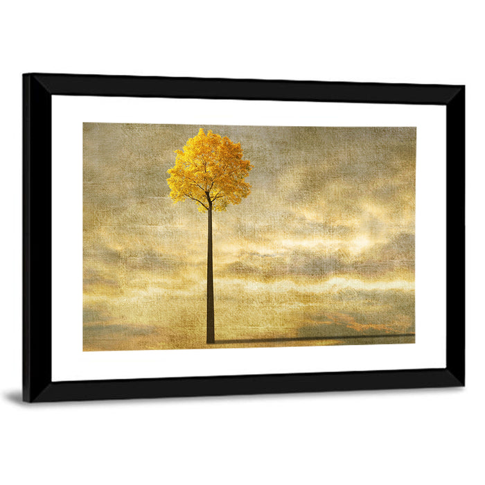Solitary Tree at Golden Hour Wall Art as a framed print