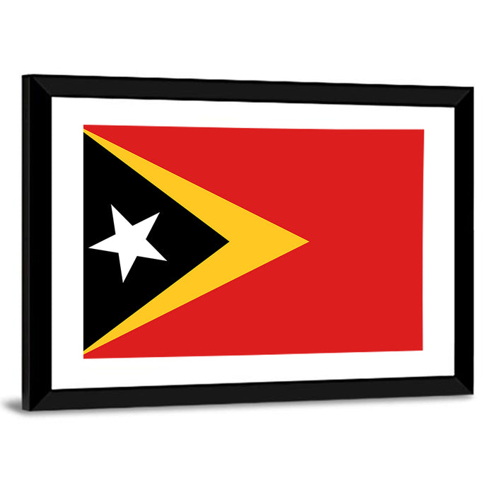 Timor-leste National Flag Wall Art as a framed print