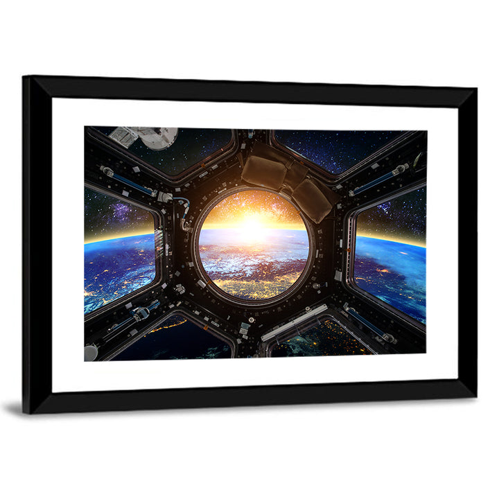 Earthrise Through Spacecraft Window Wall Art
