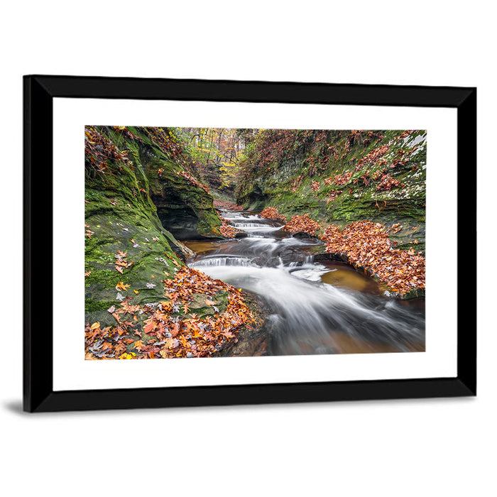 Warren County Autumn Cascades Wall Art as a framed print