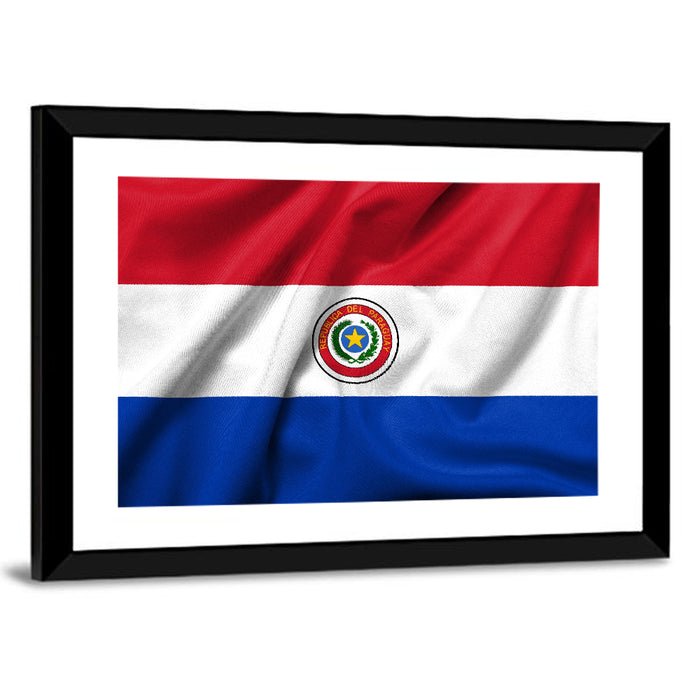 Paraguay Flag with Emblem Wall Art as a framed print
