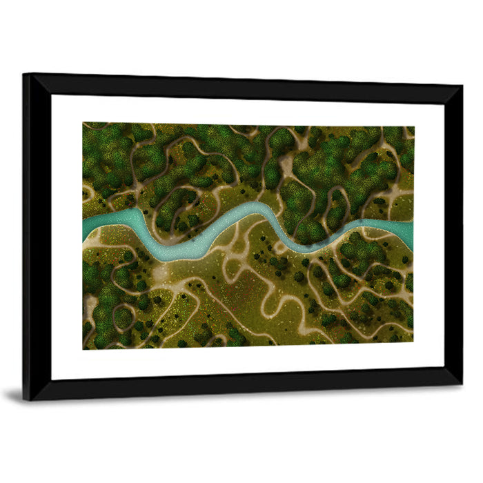 Birds-eye River Trail Wall Art as a framed print