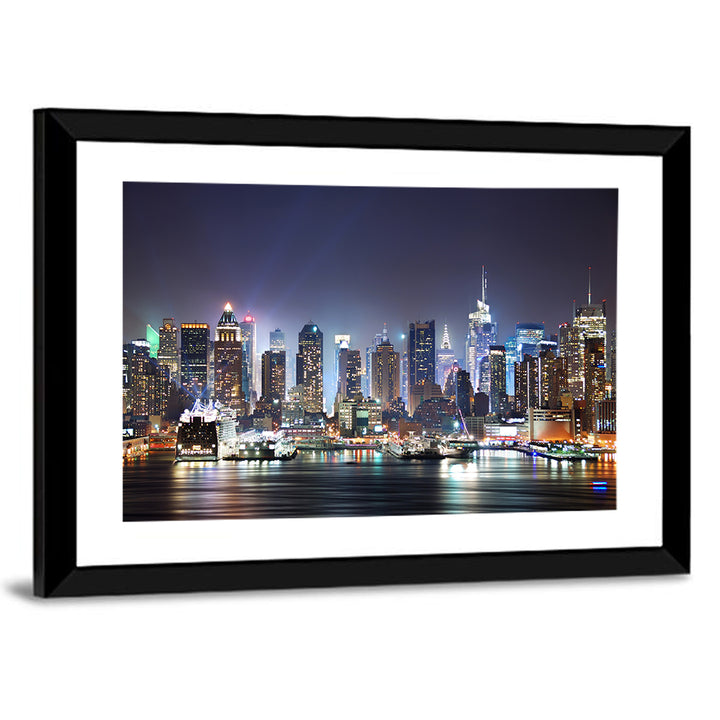 Manhattan Night Skyline Wall Art