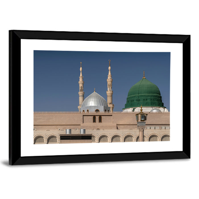 Green Dome of Al-masjid An-nabawi Wall Art as a framed print