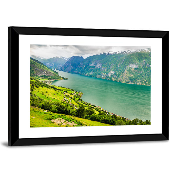 Aurlandsfjord Valley Panorama Wall Art as a framed print