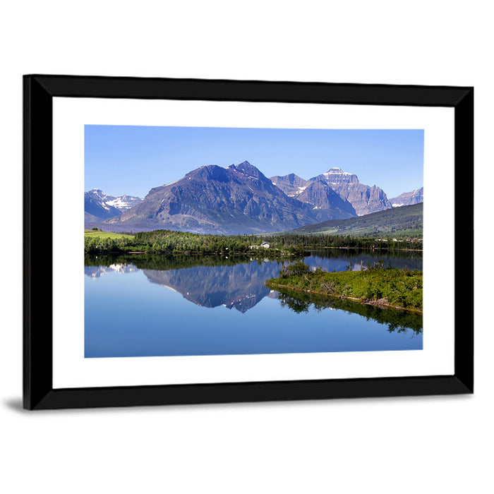 Glacier National Park Lake Reflection Wall Art as a framed print