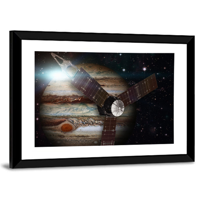 Juno Spacecraft Over Jupiter Wall Art as a framed print