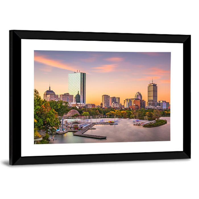 Boston Skyline at Sunset Wall Art as a framed print