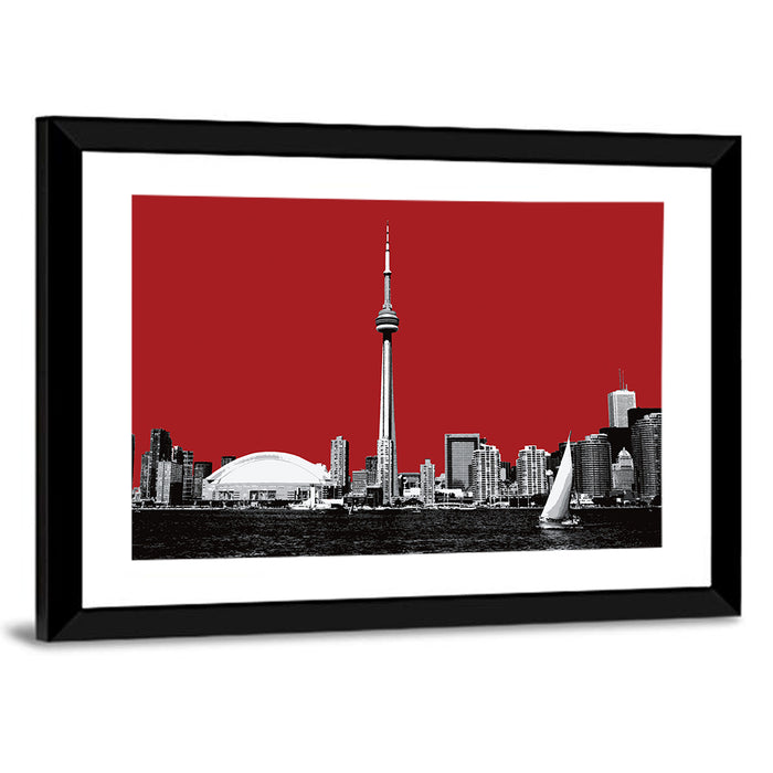 Toronto Cn Tower Silhouette Wall Art as a framed print