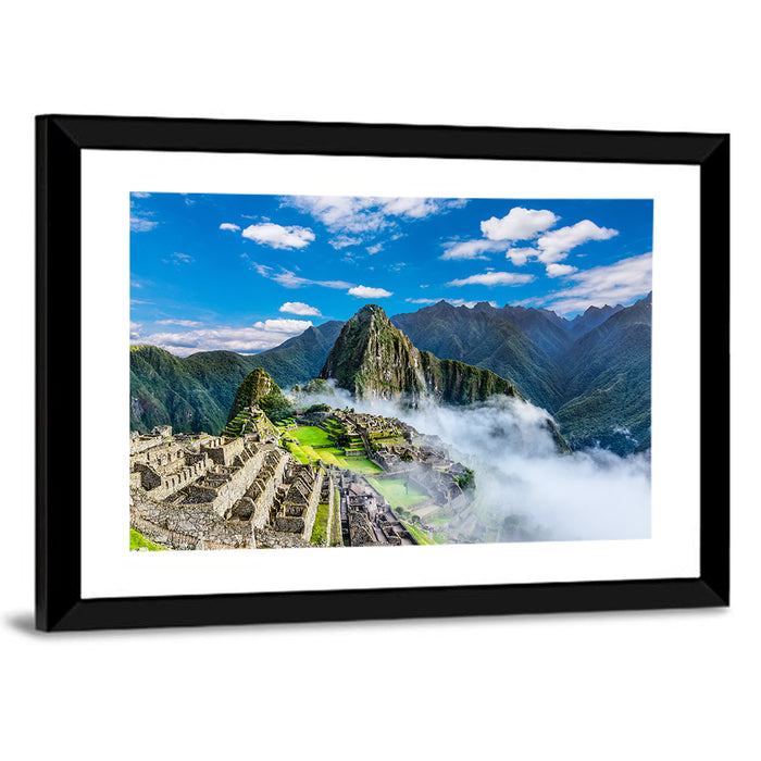 Machu Picchu Among Mountain Clouds Wall Art as a framed print