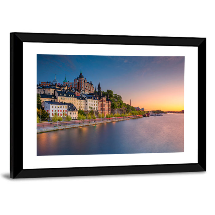 Stockholm Sunset Over Mariaberget Wall Art as a framed print