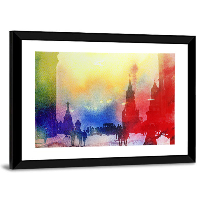 Colorful Moscow Kremlin at Dusk Wall Art as a framed print
