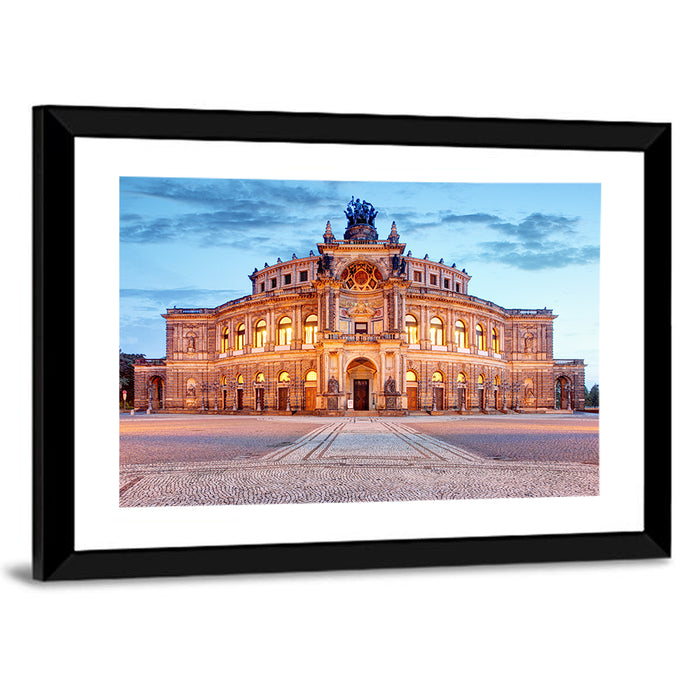 Semperoper Dresden at Twilight Wall Art as a framed print