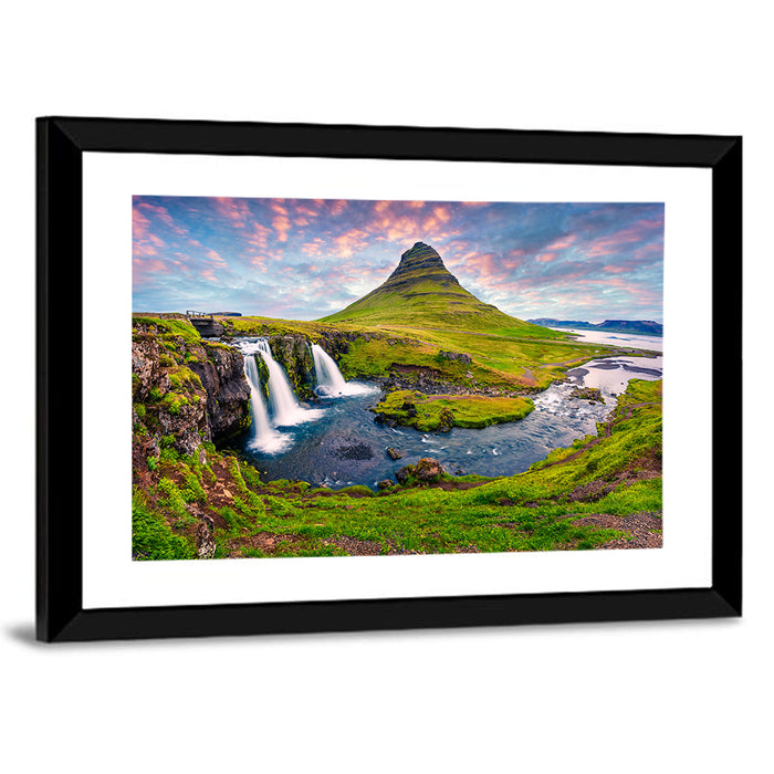 Kirkjufell Peak and Kirkjufellsfoss Wall Art as a framed print