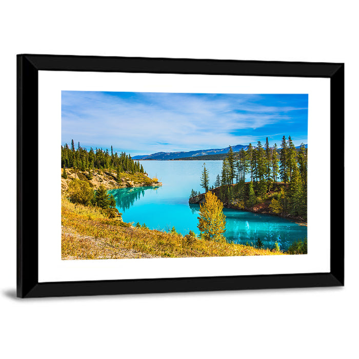 Abraham Lake Autumn Landscape Wall Art as a framed print