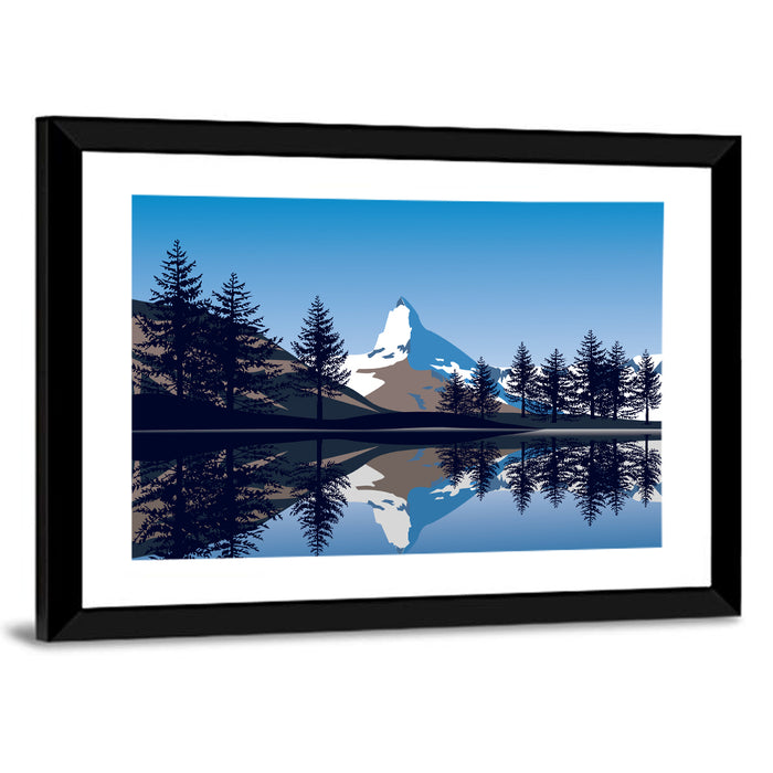 Alpine Lake Under the Matterhorn Wall Art as a framed print