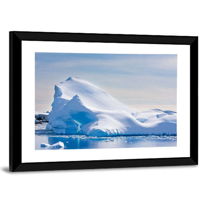 Antarctic Iceberg in Snow Wall Art as a framed print