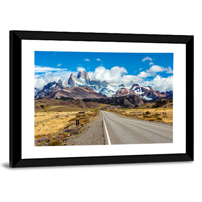 Mount Fitz Roy Road Wall Art as a framed print