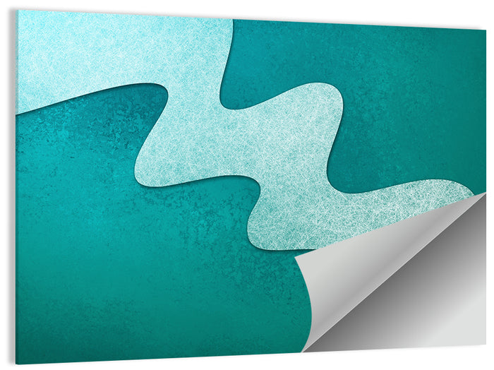 Teal Wavy Texture Wall Art as a poster print