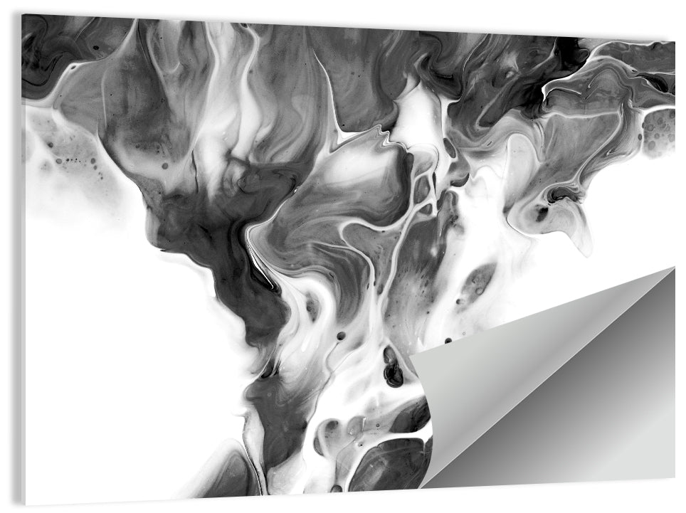 Monochrome Ink Swirl Wall Art