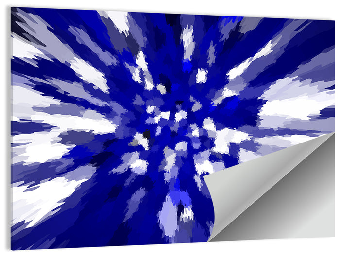 Radial Blue Starburst Wall Art as a poster print