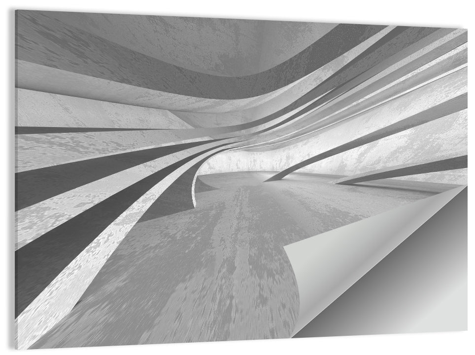 Empty Curved Concrete Hallway Wall Art