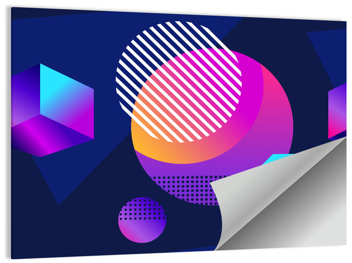 Isometric Shapes in Blue and Purple Wall Art as a poster print