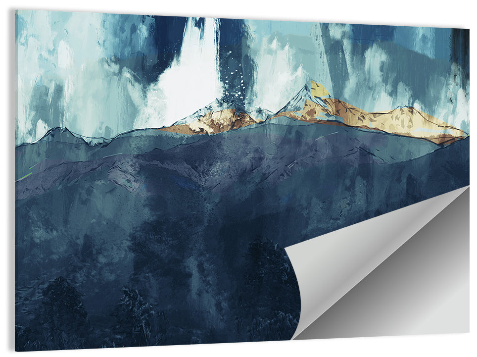 Backlit Mountain Range Wall Art