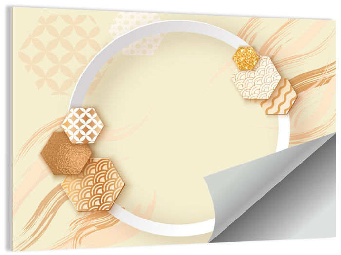 Cream and Gold Geometric Circle Wall Art as a poster print