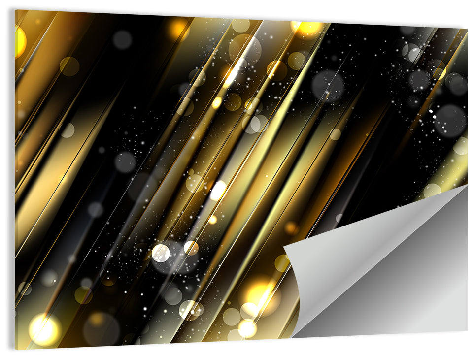 Black and Gold Diagonal Lights Wall Art