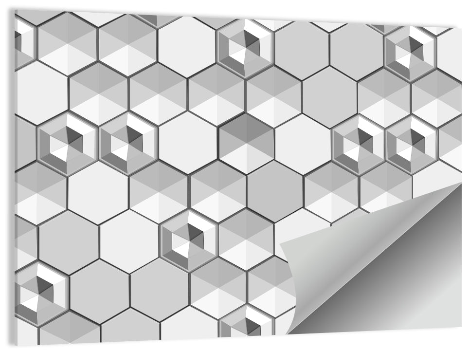 3d Isometric Hexagon Pattern Wall Art