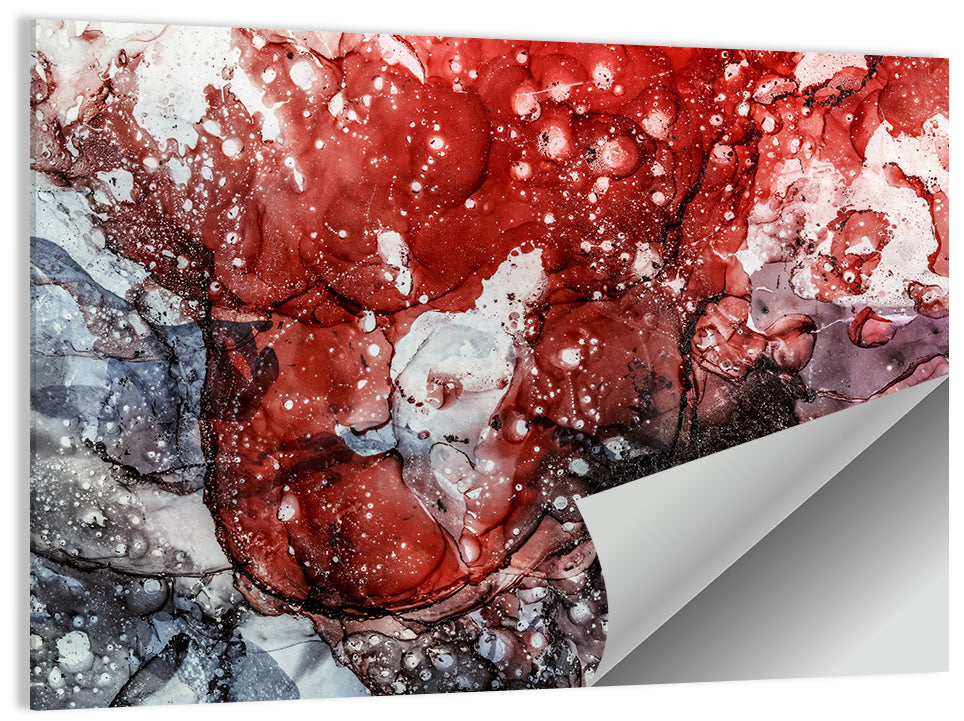Maroon and Gray Alcohol Ink Abstract Wall Art