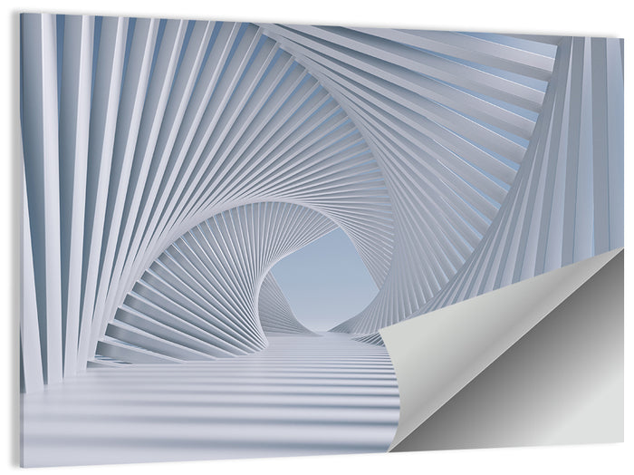 3d White Spiral Tunnel Wall Art as a poster print