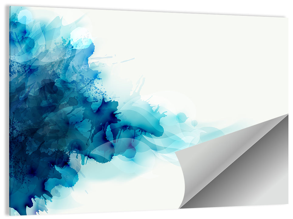 Blue Watercolor Ink Blot Wall Art