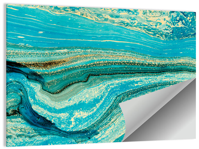 Teal Marble Waves Wall Art as a poster print
