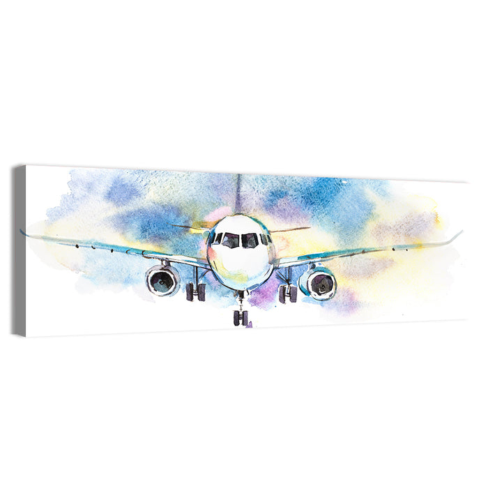 Symmetrical Airplane Watercolor Sketch Wall Art as a canvas print