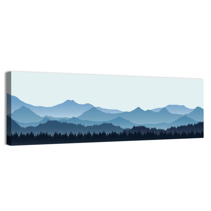 Layered Blue Mountain Range Wall Art as a canvas print
