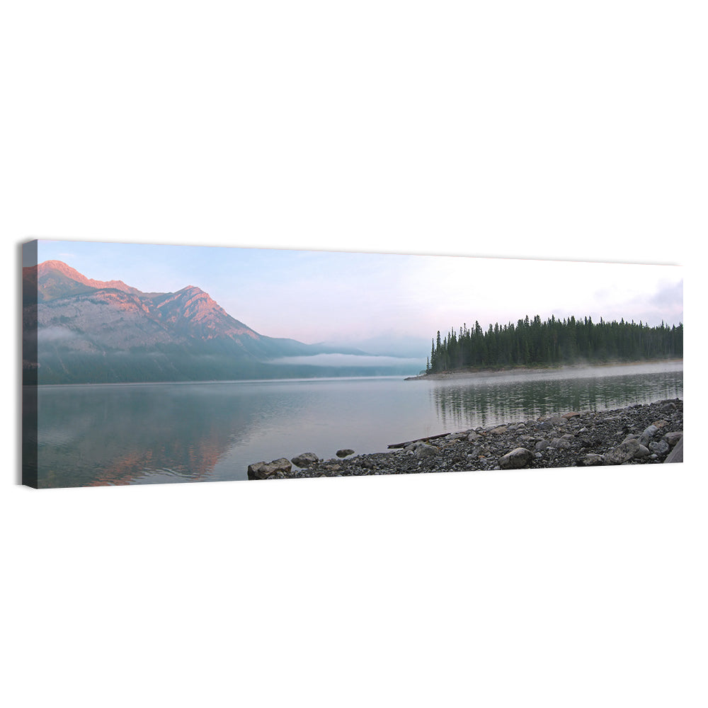 Misty Mountain Lake Wall Art, canvas print, panoramic