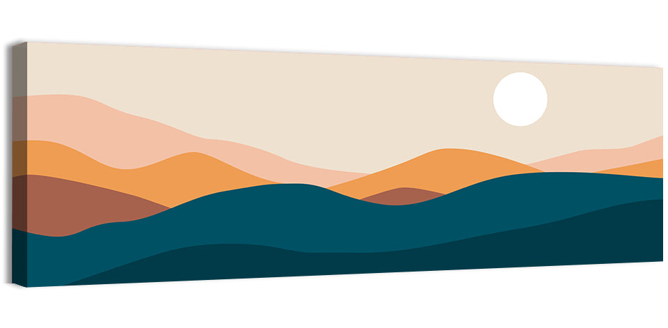 Mid Century Mountain Sunset Wall Art, canvas print, panoramic