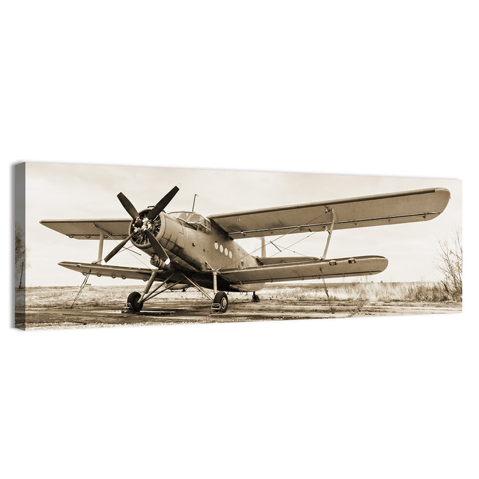 Vintage Biplane Closeup Wall Art as a canvas print