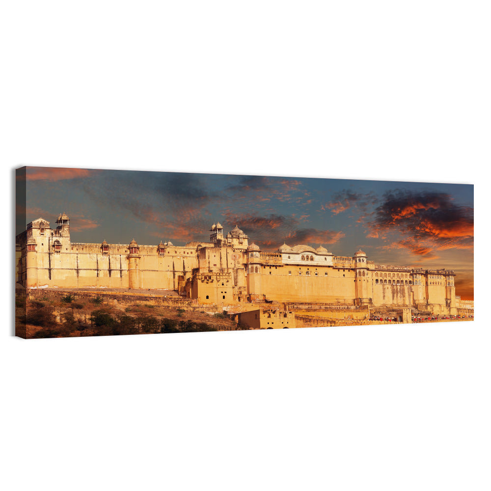 Amer Fort at Golden Dusk Wall Art, canvas print, panoramic