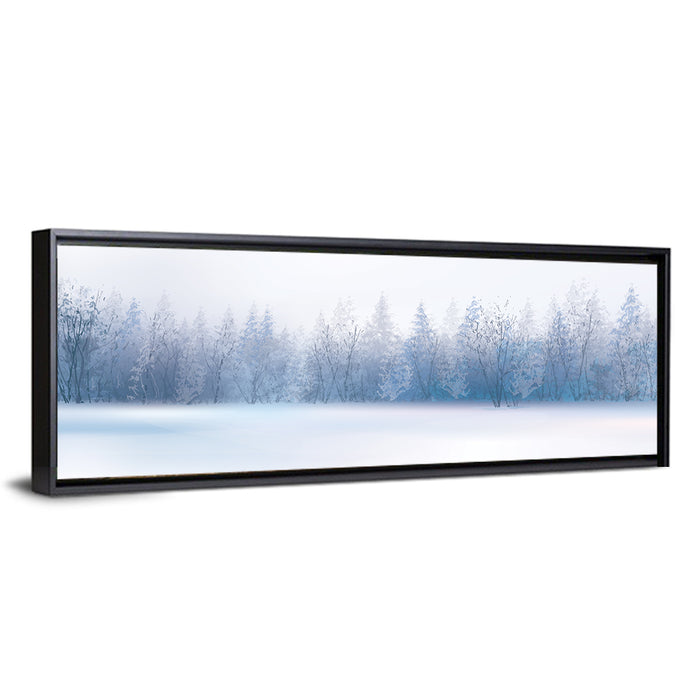 Frosted Winter Forest Wall Art as a framed canvas