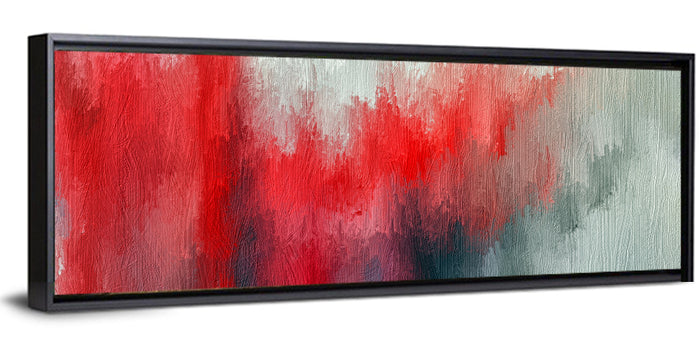 Red to Gray Oil Brushstrokes Wall Art as a framed canvas